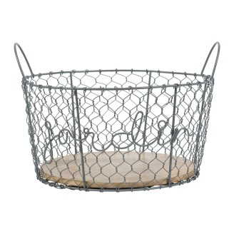 Panier Jardin Gresille Gris D35Xh25Cm Fer+Bois