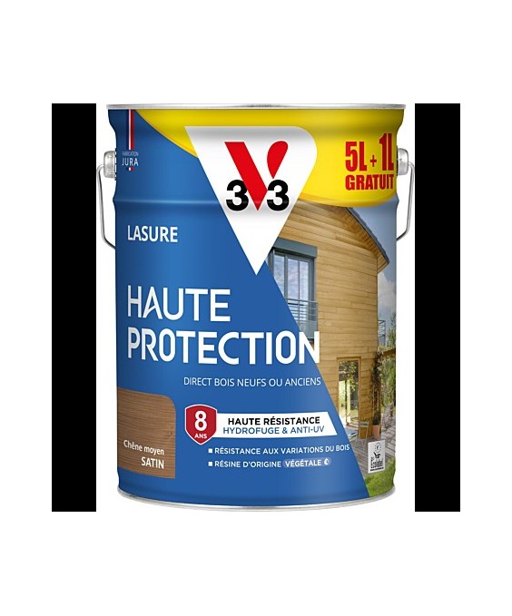 Lasure extérieure chêne moyen satin 5L+ 20% gratuit