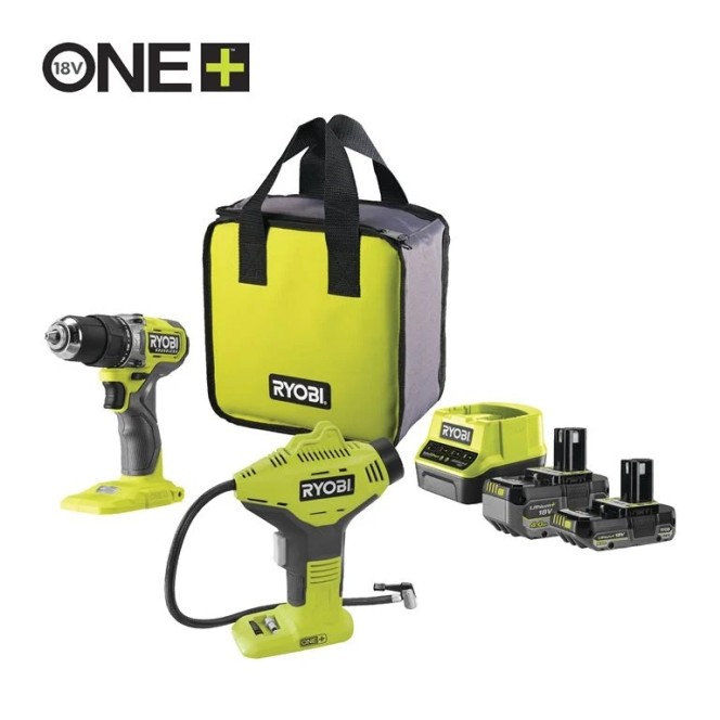 Perceuse-visseuse à percussion Brushless 18V ONE+™ + compresseur Perceuse-visseuse à percussion Brushless 18V ONE+™ + compresseur