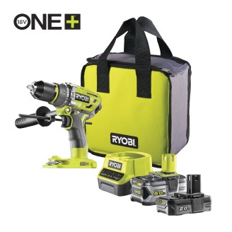 Perceuse-visseuse à percussion Brushless 18V ONE+ et 2 Batteries Lithium (1 x 2.0 Ah et 1 x 5.0 Ah)