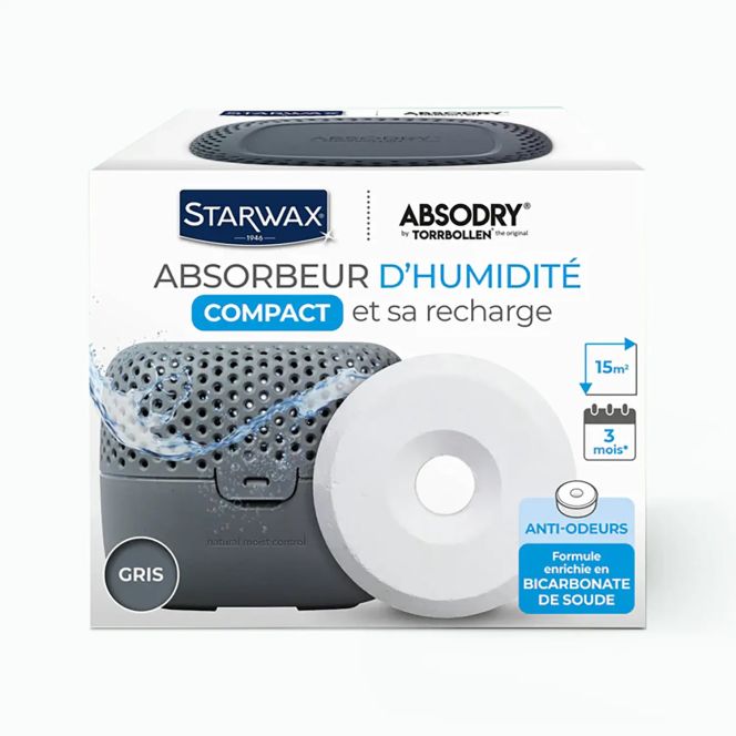 Absorbeur d'humidité Absodry compact avec tablette anti-odeur