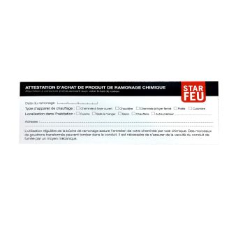 Bûche de ramonage avec certificat d'assurance - STARFEU