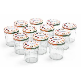Pots à confiture 385 ml – Lot de 12 (10 + 2 offerts) – Le Pratique