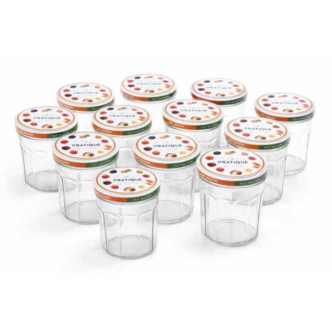 Pots à confiture 385 ml – Lot de 12 (10 + 2 offerts) – Le Pratique