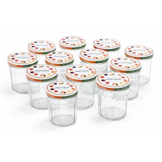Pots à confiture 385 ml – Lot de 12 (10 + 2 offerts) – Le Pratique