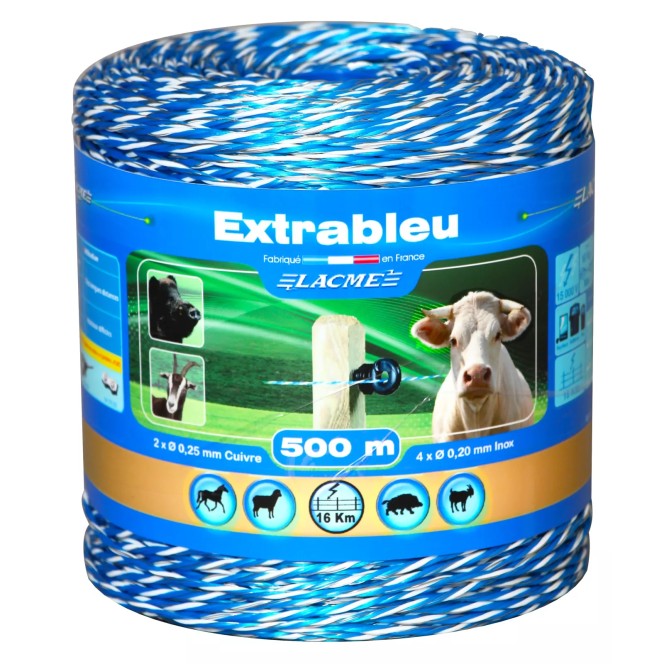 Fil de clôture électrique Extrableu - Bobine 500 m - LACME