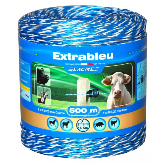 Fil de clôture électrique Extrableu - Bobine 500 m - LACME
