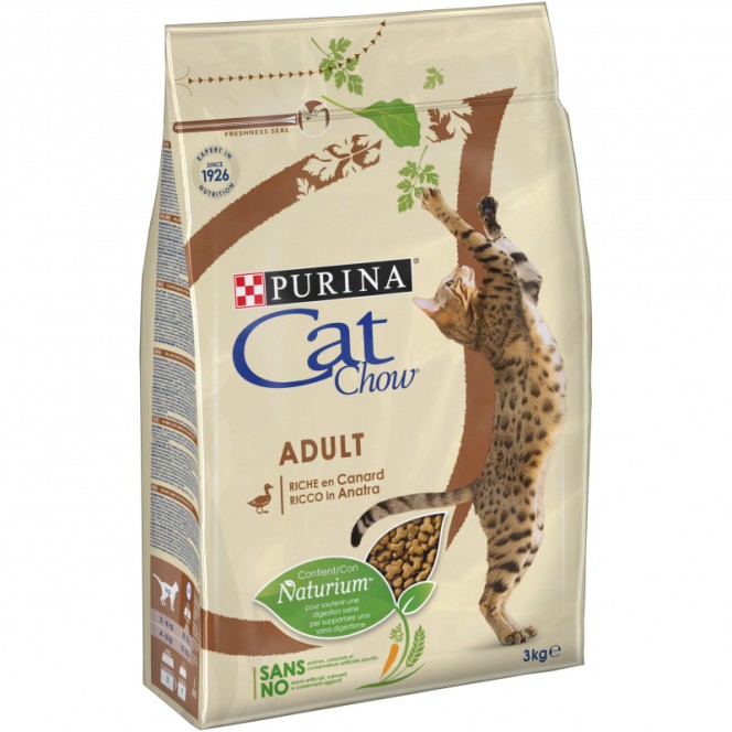Croquettes chat adulte riche en canard - 3 kg - CAT CHOW