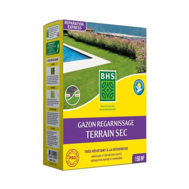 Gazon de regarnissage terrain sec avec engrais - 3 kg - BHS